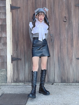 「FEKETE（フェケテ）のアイテム（ブーツ）」を使った、りちゃんだよさん（レディース・155cm）の冬コーディネート