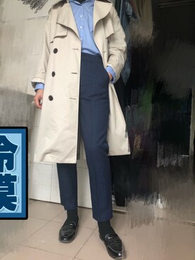 「C&Aのアイテム（トレンチコート、ホワイト系）」を使った、I3enさん（レディース・171cm）の春コーディネート