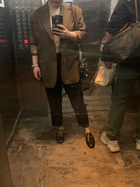 「日系极简」｜「アイテム（スラックス）」を使った、luby110さん（レディース・164cm）の秋コーディネート