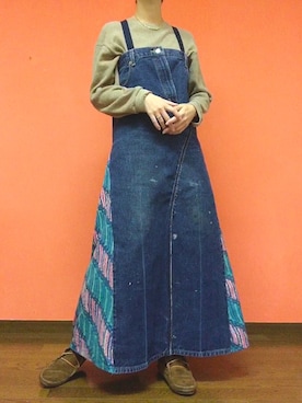 「リメイクデニム」｜「アイテム（オールインワン・サロペット）」を使った、noriさん（レディース・159cm）の冬コーディネート