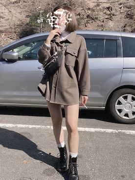 「moussy」｜「アイテム（ノーカラージャケット）」を使った、mmsot06さん（レディース・158cm）の冬コーディネート