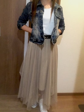 「SpRay（スプレイ）のビット付アジャストベルト（ベルト）」を使った、AiRiiさん（レディース・154cm）の秋コーディネート