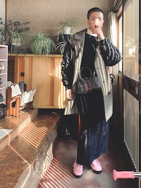 「ネイビーコーデ」｜「アイテム（MA-1）」を使った、ほたてさん（レディース・166cm）の冬コーディネート
