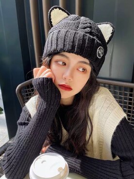 「WELDER MOODY（ウェルダームーディー）のアイテム（帽子）」を使った、mooddiaryさん（レディース・165cm）の冬コーディネート