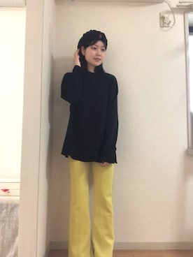 「youtube」｜「アイテム（ハンチング/ベレー帽）」を使った、mizoさん（レディース・159cm）の春コーディネート