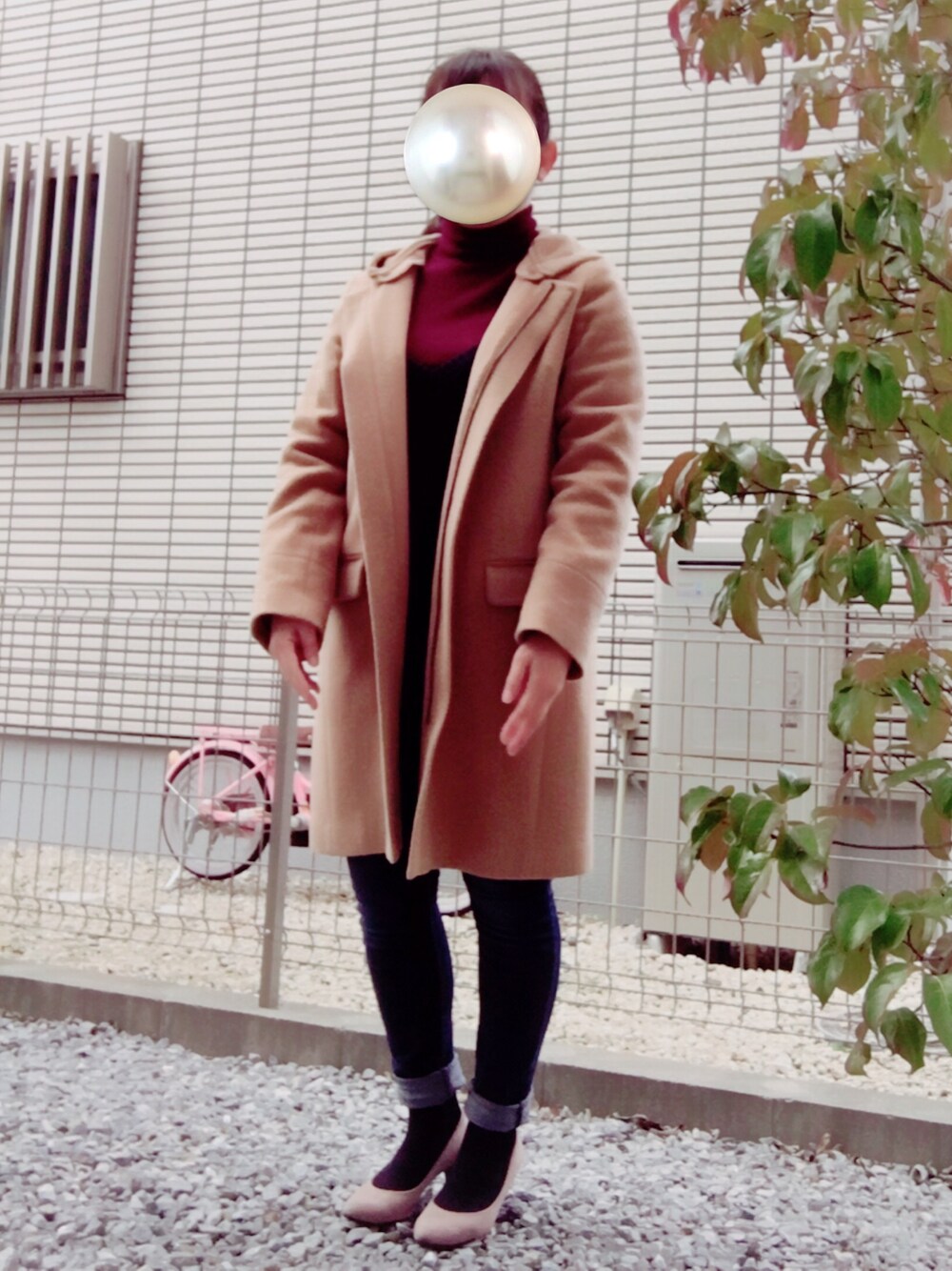 「シンプル、フユコーデ、冬コーデ、カジュアル、パンプス」｜「a.v.vのアイテム（その他アウター、ブラウン系）」を使った、aki...❁﻿さん（レディース・155cm）の冬コーディネートの1枚目の写真