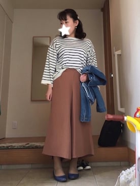 「デザイントップス」｜「アイテム（デニムジャケット）」を使った、aki...❁﻿さん（レディース・155cm）の春コーディネート