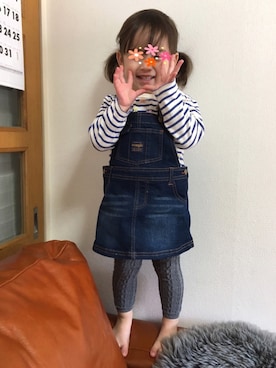 「Wrangler（ラングラー）のアイテム（サロペット/オーバーオール）」を使った、aki...❁﻿さん（キッズ・90cm）の春コーディネート