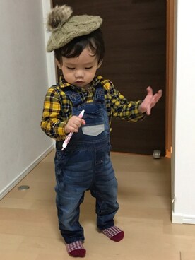 「1歳3ヶ月」｜「アイテム（オールインワン・サロペット）」を使った、はる☆さん（キッズ・70cm）の秋コーディネート