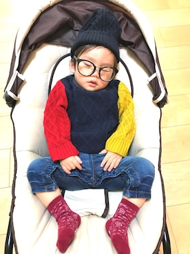 「1歳3ヶ月」｜「アイテム（オールインワン・サロペット）」を使った、はる☆さん（キッズ・70cm）の秋コーディネート