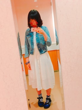 「スポサン」｜「アイテム（デニムジャケット）」を使った、ぱんけきさん（レディース・168cm）の春コーディネート