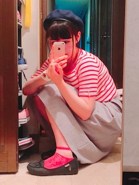 「マリンコーデ」｜「アイテム（アナログ腕時計）」を使った、ぱんけきさん（レディース・168cm）の春コーディネート