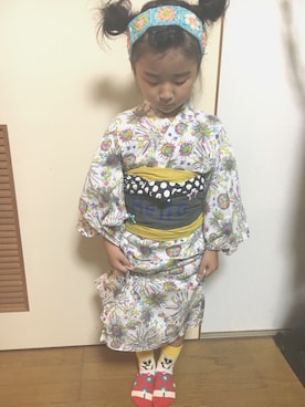 「BREEZE（ブリーズ）のアイテム（浴衣）」を使った、・×・4姉妹さん（キッズ・120cm）の夏コーディネート