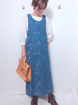 「花柄」｜「アイテム（スカジャン）」を使った、ななこ  さん（レディース・165cm）の秋コーディネート