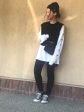 「アイテム（イヤリング）」を使った、nonaka misakiさん（レディース・157cm・20代）の春コーディネート