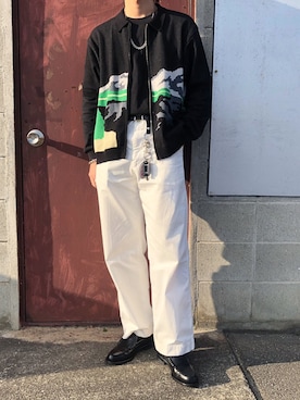 「TTT MSW（ティー）のアイテム（ポロシャツ、ブラック系）」を使った、undergodさん（メンズ・177cm）の冬コーディネート