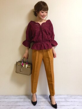 「Two Faces（トゥーフェイシーズ）のアイテム（トップス）」を使った、牡丹ぼたんさん（レディース・151cm）の秋コーディネート