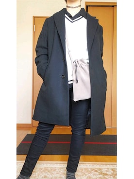 「アイテム（チェスターコート）」を使った、ももたろうさん（レディース・158cm・10代）の冬コーディネート