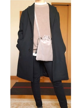 「アイテム（チェスターコート）」を使った、ももたろうさん（レディース・158cm・10代）の冬コーディネート