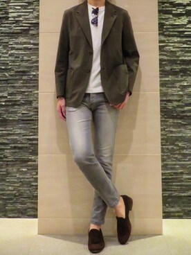 「ENTRE AMIS（アントレ アミ）の【entre amis】 スキニーデニム（デニムパンツ）」を使った、ふくたろうさん（メンズ・175cm）の春コーディネート