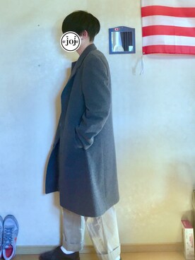 「Polo Ralph Lauren」｜「アイテム（チェスターコート）」を使った、たいちぇるさん（メンズ・171cm）の冬コーディネート