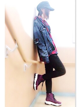 「アイテム（ブーツ、パープル系）」を使った、ゆさん（レディース・161cm）の秋コーディネート