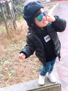 「Rodeo Crowns（ロデオクラウンズ）のアイテム」を使った、あーたん♡さん（キッズ・80cm）の冬コーディネート