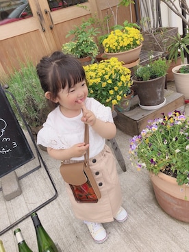 「アイテム（スカート）」を使った、あーたん♡さん（キッズ・90cm）の春コーディネート