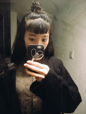 「iPhoneケース」｜「アイテム（ジャケット/アウター）」を使った、naho.さん（レディース・150cm）の冬コーディネート