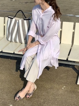 「アイテム（シャツワンピース、ピンク系）」を使った、ROPE' PICNIC onlineさん（レディース・158cm）の春コーディネート