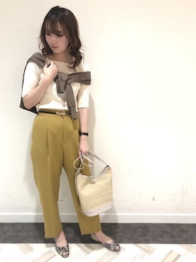 「アイテム（パンツ、イエロー系）」を使った、ROPE' PICNIC onlineさん（レディース・158cm）の春コーディネート