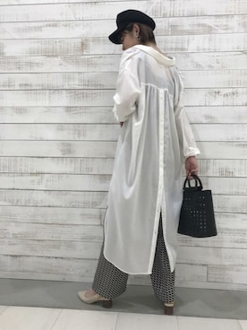 「アイテム（シャツワンピース、ホワイト系）」を使った、ROPE' PICNIC onlineさん（レディース・158cm）の春コーディネート