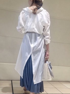 「シャツワンピ」｜「アイテム（バンダナ/スカーフ）」を使った、ROPE' PICNIC onlineさん（レディース・158cm）の春コーディネート