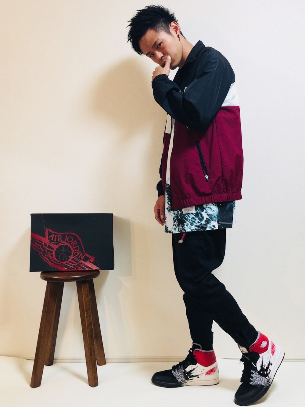 「NIKE、ナイキ、スニーカー、デイブホワイト、ペイント加工、STOF、SLICK、ビッグシルエット、ストリートMIX、里親」｜「半目のわたし、夢を見たみたい。。。のところ🤣（その他、グリーン系）」を使った、帰ってきたSHIGE_KICKS👟さん（メンズ・168cm）の夏コーディネートの1枚目の写真