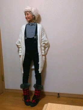 「カオリノモリ」｜「アイテム（サロペット/オーバーオール）」を使った、love blue さん（レディース・158cm）の冬コーディネート