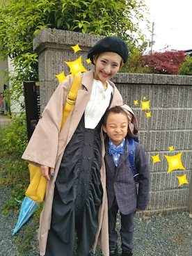 「入学式」｜「アイテム（ハンチング/ベレー帽）」を使った、love blue さん（レディース・158cm）の春コーディネート