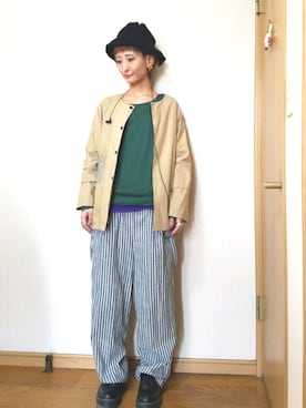 「antiqua（アンティカ）のアイテム（ノーカラージャケット）」を使った、love blue さん（レディース・158cm）の秋コーディネート