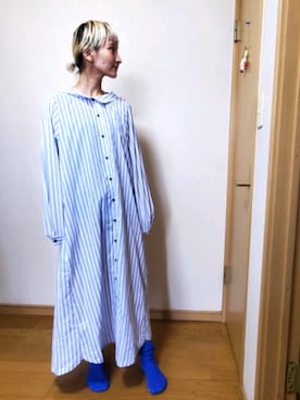 「osharewalker（オシャレウォーカー）のアイテム（シャツワンピース）」を使った、love blue さん（レディース・158cm）の夏コーディネート