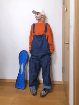 「ヤンチャ」｜「アイテム（オールインワン・サロペット）」を使った、love blue さん（レディース・158cm）の冬コーディネート