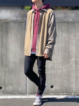 「H&M（エイチ・アンド・エム）のアイテム（パーカー）」を使った、ぴぴさん（メンズ・165cm）の秋コーディネート