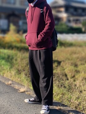 「H&M（エイチ・アンド・エム）のアイテム（パーカー）」を使った、ぴぴさん（メンズ・165cm）の秋コーディネート