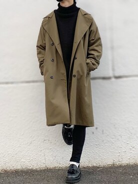 「オリーブ」｜「アイテム（トレンチコート）」を使った、ぴぴさん（メンズ・165cm）の秋コーディネート