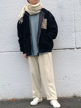 「ペールトーン」｜「アイテム（ブルゾン）」を使った、ぴぴさん（メンズ・165cm）の冬コーディネート