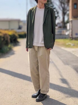 「NANO universe（ナノユニバース）のアイテム（スウェット）」を使った、がーしーさん（メンズ・176cm）の春コーディネート