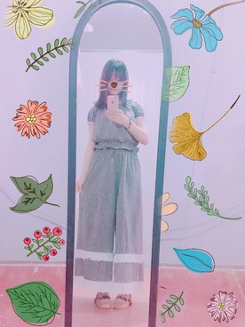 「Ank Rouge（アンクルージュ）のアイテム（パンツ）」を使った、夏天夏天的我さん（レディース・159cm）の夏コーディネート