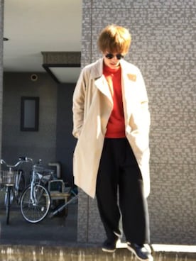 「WEGO（ウィゴー）のアイテム（トレンチコート）」を使った、渉 吾さん（メンズ・168cm）の冬コーディネート