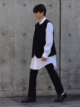 「RYO TAKASHIMA（リョウタカシマ）のアイテム（スラックス）」を使った、shin.さん（メンズ・167cm）の冬コーディネート