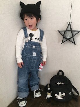 「LAGOM（LAGOM）のアイテム（サロペット/オーバーオール）」を使った、JINさん（キッズ・80cm）の春コーディネート