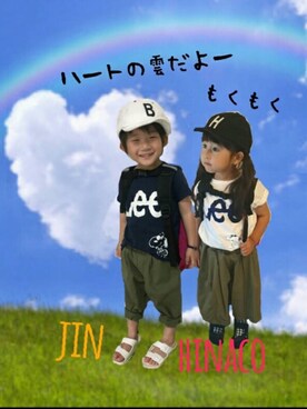 「アイテム（ラッピングキット、グリーン系）」を使った、JINさん（キッズ・90cm）の夏コーディネート