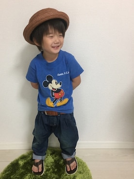 「ミッキーT」｜「アイテム（ラッピングキット）」を使った、JINさん（キッズ・90cm）の夏コーディネート